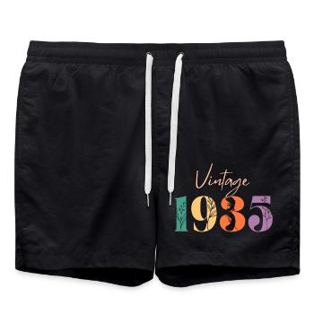 Jahrgang 1935 Blumen - Badeshorts - Schwarz - Vorne - AI Model Male 185 light (185cm)