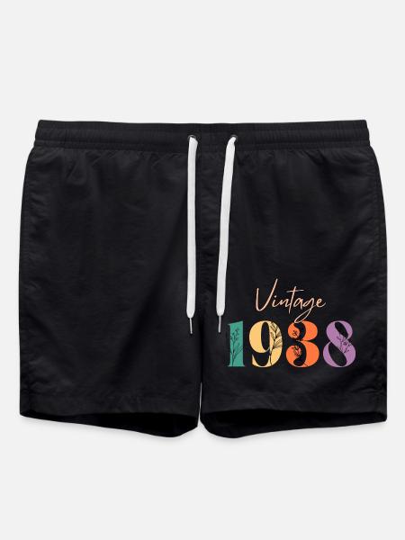 Jahrgang 1938 Blumen - Badeshorts - Schwarz