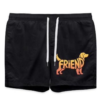 Friend Dog - Logo d’animal de compagnie cool - Short de bain - noir - Devant - AI Model Male 185 light (185cm)