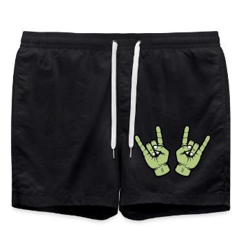Party Hand Skirt Sign - Swim Trunks - black - Front - AI Model Male 185 light (185cm)
