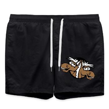 2 chevaux équipe riant drôle trou ami fou - Short de bain - noir - Devant - AI Model Male 185 light (185cm)