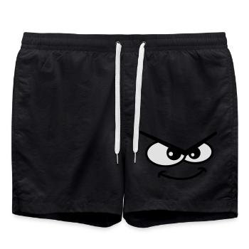 Evil Peep Cartoon Face Cool Naughty Grin - Swim Trunks - black - Front - AI Model Male 185 light (185cm)