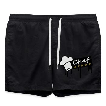 5_stars_chef_grafitti_rectangle - Badeshorts - Schwarz - Vorne - AI Model Male 185 light (185cm)