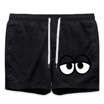 yeux visage drôle bande dessinée bande dessinée clipart tête tr - Short de bain - noir - Devant - AI Model Male 185 light (185cm)