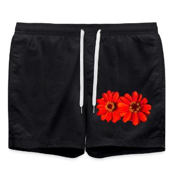 zauberhafte rote Blumen, Blüten, Natur - Badeshorts - Schwarz - Vorne - AI Model Male 185 light (185cm)