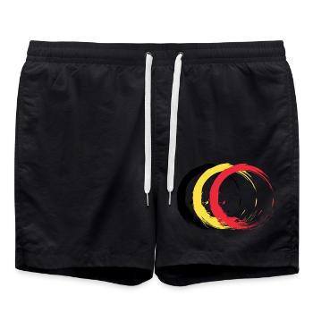 Cercle brosse couleurs drapeau drapeau de la Belgique - Short de bain - noir - Devant - AI Model Male 185 light (185cm)