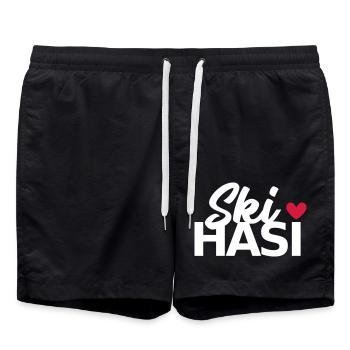 Ski Hasi mit Herz - Badeshorts - Schwarz - Vorne - AI Model Male 185 light (185cm)