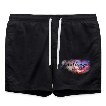 Herz mit Spruch: Lieblings Schwester - Badeshorts - Schwarz - Vorne - AI Model Male 185 light (185cm)