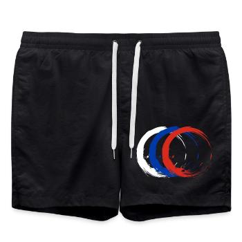 Circle brush flag russia flag colors vector - Swim Trunks - black - Front - AI Model Male 185 light (185cm)