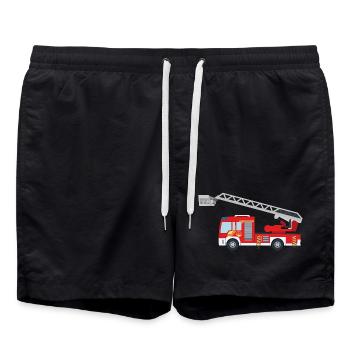 Fire Engine - Swim Trunks - black - Front - AI Model Male 185 light (185cm)