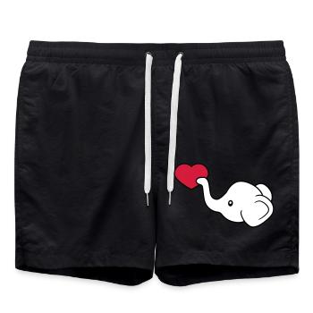 elefant kopf herz liebe schenken verliebt sitzend - Badeshorts - Schwarz - Vorne - AI Model Male 185 light (185cm)