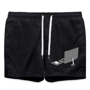mouse keyboard screen home office office working - Swim Trunks - black - Front - AI Model Male 185 light (185cm)