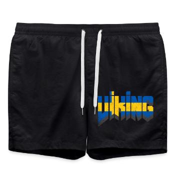 Wikinger - Schwedische Flagge - Badeshorts - Schwarz - Vorne - AI Model Male 185 light (185cm)