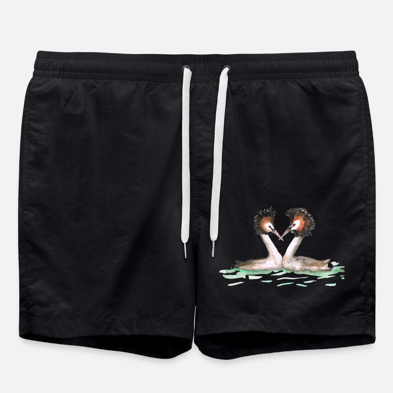 Two grebes - Swim Trunks - black
