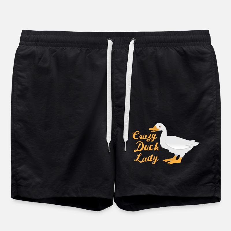 Crazy duck lady (white duck) - Swim Trunks - black