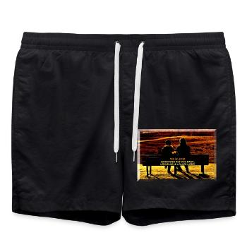 Poster Bank Liebe Altern - gemeinsam - Badeshorts - Schwarz - Vorne - AI Model Male 185 light (185cm)