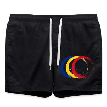 Flag of Romania - Swim Trunks - black - Front - AI Model Male 185 light (185cm)