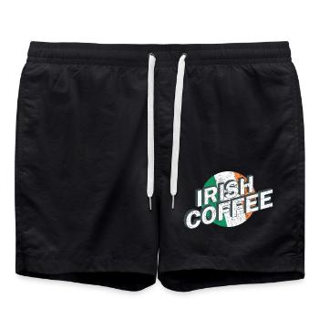 Irish Coffee Cocktail vintage lettering logo retro - Swim Trunks - black - Front - AI Model Male 185 light (185cm)