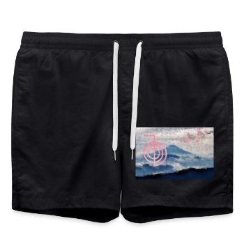 cho ku rei mit fuji und kirschblüten - Swim Trunks - black - Front - AI Model Male 185 light (185cm)