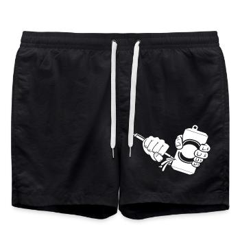 Beer canned beer can piercing - Swim Trunks - black - Front - AI Model Male 185 light (185cm)