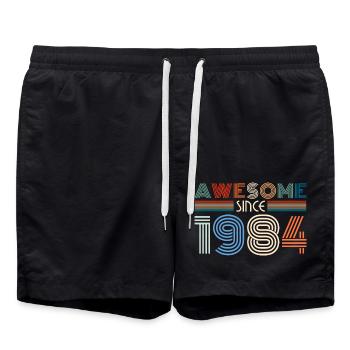 Vintage 1984 84 Birthday Retro Vintage Gift - Swim Trunks - black - Front - AI Model Male 185 light (185cm)