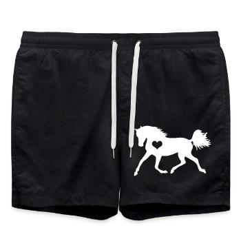 Cheval coeur cheval amoureux équitation fille cadeau - Short de bain - noir - Devant - AI Model Male 185 light (185cm)
