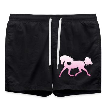 Cheval coeur cheval amoureux équitation fille cadeau - Short de bain - noir - Devant - AI Model Male 185 light (185cm)