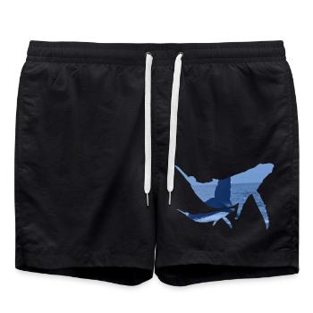 Baleines avec palmes & poissons de la mer baleine - Short de bain - noir - Devant - AI Model Male 185 light (185cm)