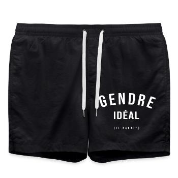 gendre idéal cadeau humour gendre beau fils - Short de bain - noir - Devant - AI Model Male 185 light (185cm)