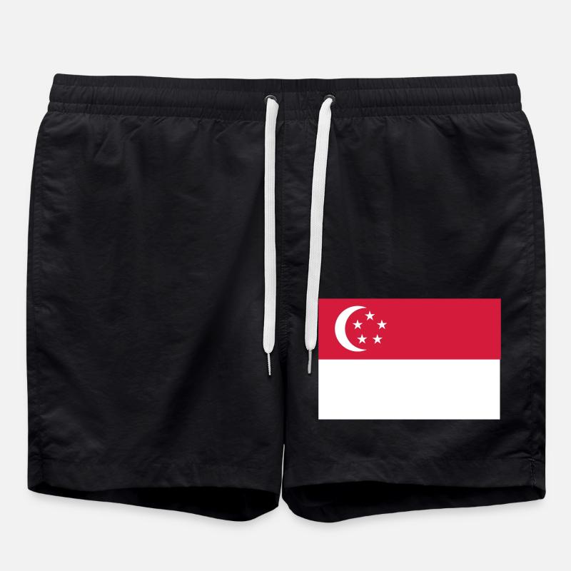Singapur Flagge - Badeshorts - Schwarz