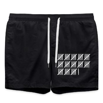 66. Geburtstag Strichliste 66 Jahre alt - Badeshorts - Schwarz - Vorne - AI Model Male 185 light (185cm)