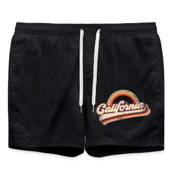 California 80s Retro - Badeshorts - Schwarz - Vorne - AI Model Male 185 light (185cm)