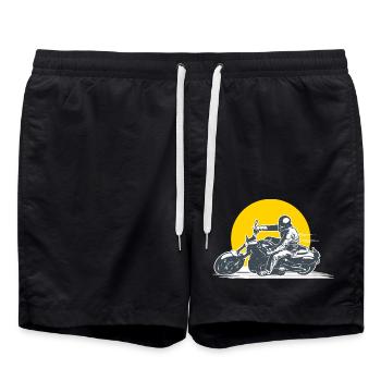 motard moto biker rider vintage cadeau homme moto - Short de bain - noir - Devant - AI Model Male 185 light (185cm)