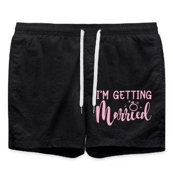 Ich bekomme Heiraten Verlobungsfeier Passendes Geschenk - Badeshorts - Schwarz - Vorne - AI Model Male 185 light (185cm)