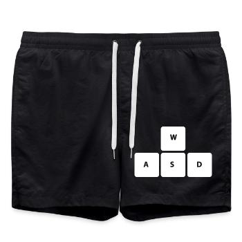 WSAD Gamer Gaming Keyboard Gambler Shirt - Swim Trunks - black - Front - AI Model Male 185 light (185cm)