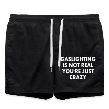 gaslighting is not real - Badeshorts - Schwarz - Vorne - AI Model Male 185 light (185cm)