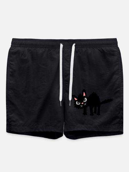 Funny Evil Cat - Swim Trunks - black