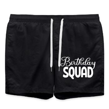 Birthday Squad Matching Group Birthday Party Gift - Swim Trunks - black - Front - AI Model Male 185 light (185cm)