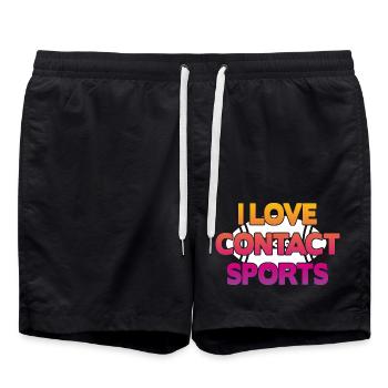 I love Contact Sports Football - Swim Trunks - black - Front - AI Model Male 185 light (185cm)