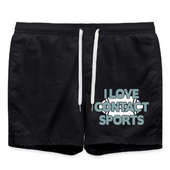 I love Contact Sports Football - Swim Trunks - black - Front - AI Model Male 185 light (185cm)