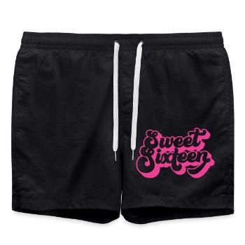 Sweet Sixteen mignon 16e anniversaire cadeau 16 ans - Short de bain - noir - Devant - AI Model Male 185 light (185cm)