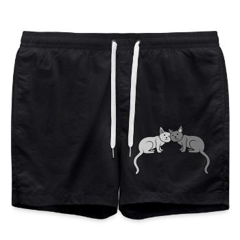 2 liebe süße Katzen - Badeshorts - Schwarz - Vorne - AI Model Male 185 light (185cm)