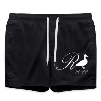 Rente - 2022 - Ente - Ruhestand Geschenk - Badeshorts - Schwarz - Vorne - AI Model Male 185 light (185cm)