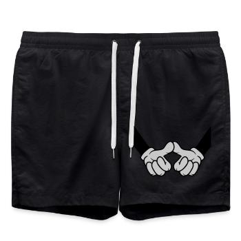 Daumen berühren Begrüßung Freunde - Badeshorts - Schwarz - Vorne - AI Model Male 185 light (185cm)