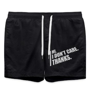 Hi I don't care - Swim Trunks - black - Front - AI Model Male 185 light (185cm)