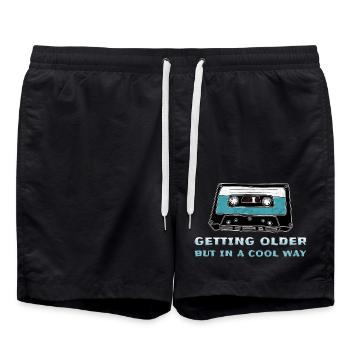 Cassette rétro - Short de bain - noir - Devant - AI Model Male 185 light (185cm)