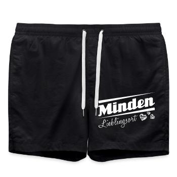 Minden - Lieblingsort mit Stadtnamen - Badeshorts - Schwarz - Vorne - AI Model Male 185 light (185cm)
