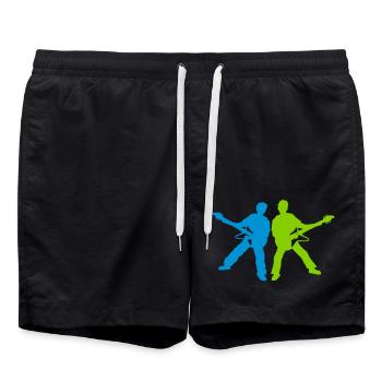 Guitariste de groupe de concert de rock - Short de bain - noir - Devant - AI Model Male 185 light (185cm)