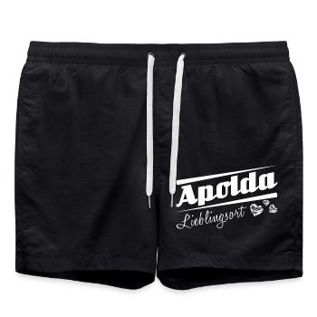 Apolda - Lieblingsort mit Stadtnamen - Badeshorts - Schwarz - Vorne - AI Model Male 185 light (185cm)