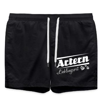 Artern - Lieblingsort mit Stadtnamen - Badeshorts - Schwarz - Vorne - AI Model Male 185 light (185cm)